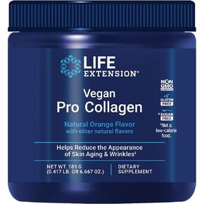 Life Extension Vegan Pro Collagen, collagen builder support, skin health, type I collagen amino acids, gotu kola, vitamin C, gluten-free, non-GMO, vegan, 30 servings
