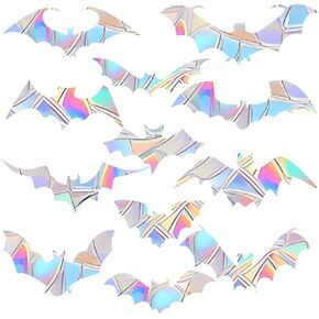 Anti Collision Window Decals for Bird Strikes，36 Pieces Bat Rainbow Window clings for Bird Window Strike Prevention,Rainbow Window Stickers to Save Bird Strikes No Glue Required