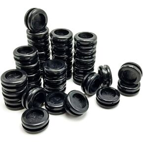 60pcs 8 Sizes Black Rubber Grommet Assortment Kit, Assortment Fire Wall Electrical Wire Gasket Kit Cable Blanking Closed Rubber Grommets for Protecting Wires, Plugs and Cables