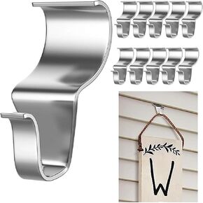 Vinyl Siding Hooks, 10 Pcs New Heavy-Duty Stainless-Steel Siding Hooks No Hole Vinyl Siding Clips, Multifunctional Outdoor Hook Hangers for Hanging Doorplates Wreaths and Holiday Decorations