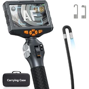 Teslong Articulating Borescope, Autofocus 5-inch IPS Industrial Endoscope Inspection Camera with Two-Way Articulation Auto Focus Probe, Fiber Optic Scope for Automotive Mechanics (0.33inch-5FT)
