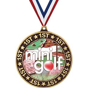 Mini Golf 1st Place Perimeter Medal Gold, 2.75" Mini Golf Prizes, Kids Mini Golf Trophy Medal Awards Prime
