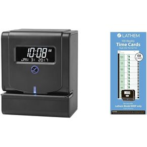 Lathem Heavy Duty Maintenance-Free Thermal Print Time Clock (2100HD), Black, 9.8" x 6" x 8"