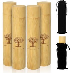 Natural Bamboo Scattering Urns - 9''x2'' Biodegradable Ash Scattering Tubes, Mini Bamboo Spreading Cremation Tube Urns, Keepsake Urns and Black Velvet Bag for Adults Pet Dog Cat Ashes, 4 Pack