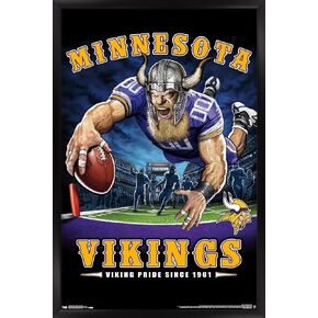 Trends International NFL Minnesota VIkings - End Zone 17 Wall Poster, 22.375" x 34", Black Framed Version