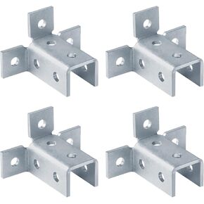 4 Pcs 9 Hole Triple Wing Connector for 1-5/8" Strut Channel, Accept 1/2" Bolt, 3 Way Channel Cross Section Bracket, Thickness 5.8mm, Electro-Galvanized