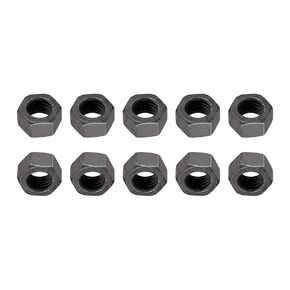 M10x1.5mm(DxP) Hex Nuts - 10Pack - Good for Home Garage Repair - Carbon Steel Zinc Plated Hexagonal Nuts - Black