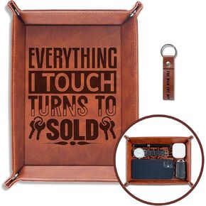 INNObeta Realtor Gifts for Men, Real Estate Agent Gifts Valet Tray for Male, Everything I Touch Turns to Sold, Funny Gifts for Real Estate Agents, Realtors, PU Leather Organizer, Perfect for Birthday