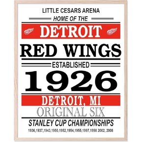 Tmo2 Detroit Red Wings Poster, Detroit Red Wings Wall Decor, Detroit Red Wings Prints, Hockey Poster, NHL Posters, Red Wings Poster, Red Wings Decor - Set of 1 (11x14) - Unframed