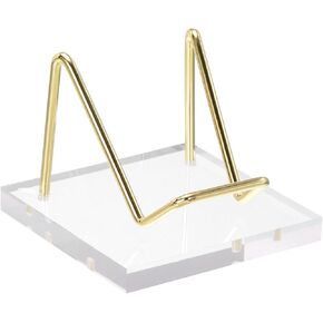 PATIKIL 3" x 3" x 2" Acrylic Display Stands, Display Easel Holder Metal Arm Crystal Display Stand for Mineral Gemstone Style 2, Clear