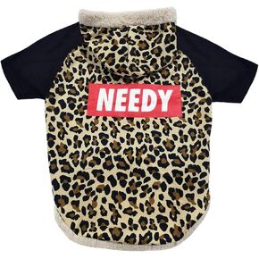 LaurDIY Pet Hoodie T-Shirt. Cutest Leopard Pet Shirt Black & Brown Hooded Shirt for Dogs & Cats Licensed by Laur DIY, Size Small