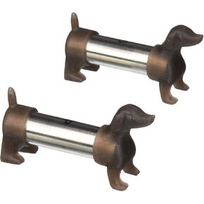 Kikkerland Dachshund Salt and Pepper Shakers, Brown/Silver