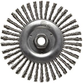 Weiler 08786 Roughneck Jr. 6" Root Pass Weld Cleaning Brush, .020" Stainless Steel Wire Fill, 5/8"-11 Unc Nut, Made in the USA