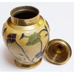 PARIJAT HANDICRAFT Brass Cremation Urns for Human Ashes Remains Suitable for Funeral Cemetery Burial or Niche.