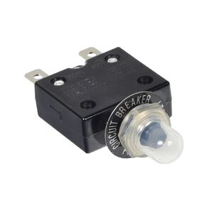 AlveyTech 50VDC 125/250VAC Push-Button Reset Circuit Breaker with Metal Threaded Collar and Rubber Boot - Replacement Switch Breakers, Scooter, Marine, E-Bike, Generator, Overload Protection (35 Amp)