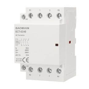 Baomain AC Contactor 63A 4 Pole 4 Normally Open 4 NO Universal Circuit Control 35mm DIN Rail Mount CE Listed BCT-63/40 (AC 220V)