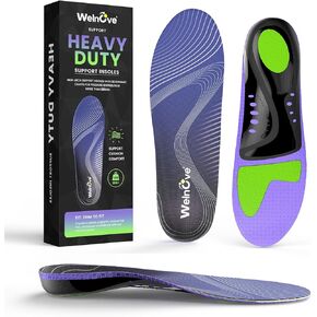 Work Boot Insoles for Standing All Day - Welnove 220 LBS Heavy Duty High Arch Support Orthotic Inserts for Plantar Fasciitis,Flat Feet,Foot Pain,Anti Fatigue Work Orthotic Insoles for Men Women,M