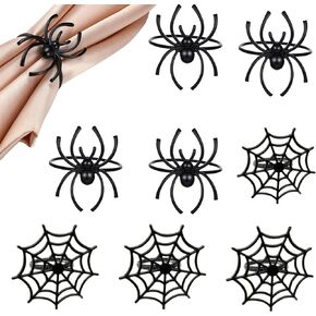 Halloween Black Spider Spider Web Napkin Rings Table Dining Room Decoration Party Holiday Napkin Holders Ghost Festival Supplies