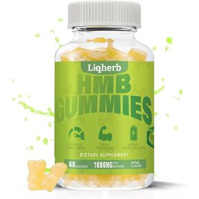 HMB Gummies 1000 mg for Adults, HMB Supplement for Muscle Protein Synthesis, Improving Endurance and Maintaining Lean Muscle, Non-GMO, Vegan, Gluten-Free, 60