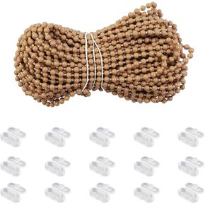 Wealrit 15 مترًا (16.4 ياردة) سلسلة خرز للمكفوفين مع 15 قطعة موصلات سلسلة ظلال دوارة ستارة فينيسية مطرزة بأجزاء ظل رومانية (بني) in Kuwait