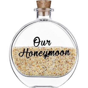 جرة تذكار رمل شهر العسل، أساسيات شهر العسل، ديكور شهر العسل في زجاجة رمل مستديرة، زجاجات زجاجية مع سدادة من الفلين للزوجين حديثي الولادة، الزفاف، عطلة الخطوبة، السفر لشهر العسل تذكارية in Kuwait
