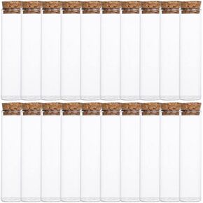 HOMSFOU 20pcs 60ml Small Mini Glass Bottles with Cork Stoppers Tiny Vials Glass Jars Favors Specimen Bottle for Wedding Favors Art Crafts Diy Decoration