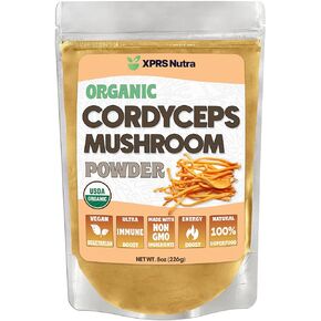 XPRS Nutra Organic Cordyceps Mushroom Powder - Premium Cordyceps Mushrooms - Real Mushrooms Cordyceps Powder Supplement for Energy and Immune Support - Vegan-Friendly Mushroom Cordyceps (8 oz)