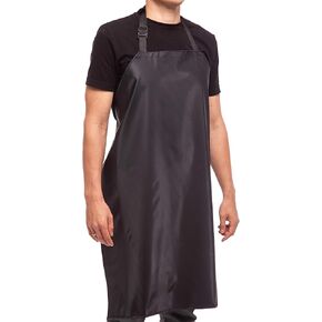 Aulett Home 35" Waterproof Rubber Black Vinyl Apron for Dishwashing, Lab, Butcher, Dog Grooming - Industrial Plastic