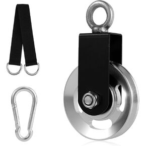Cable Pulley Wheel, 360-Degree Rotation Bearing Weight Pulley with Hanging Straps & Carabiner Silent Gym Exercise Machine Attachments Replacement Parts Accessories for Straight LAT Pulldown Bar