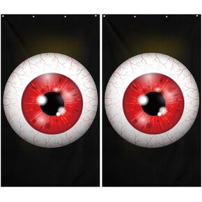 2 Pcs Halloween Yellow Cat Eye Curtain Panels Black Window Treatment Scary Green Snake Eye Window Drapes Red Dragon Eye Curtains Window Curtains for Bedroom Living Room, 34.49 x 60.24 Inches (Cat)