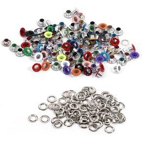 Ailoocedi 100pcs 4mm Grommets Kit,Round Metal Eyelets Craft Garment Accessory,Aluminium Mixed Colors Eyelets,4 Colors DIY Eyelets for Scrapbook, Card Making (4)