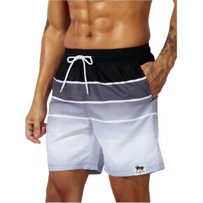 Verdusa Men's Ombre Swim Trunks Drawstring Waist Swimwear Bathing Suit Borad Shorts