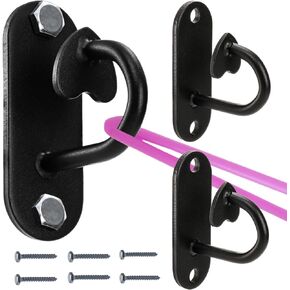 3 Pcs Wall Mount Workout Anchors, Resistance Bands Wall Hooks, Space Saving Training Anchors, Home Gym Mounted Anchors for Strength Training Yoga Fitness Physical Therapy Exercise