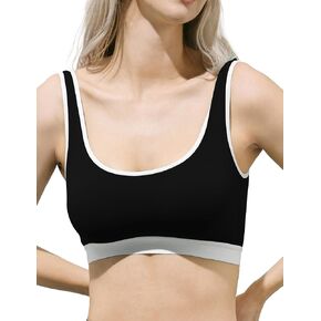 SIXIM Seamless Womens U Back Sports Bra - Scoop Neck Low Impact Wireless Sports Bra Yoga Cami Padded Workout Bra
