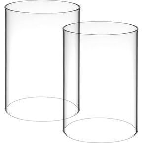 2pcs Candle Shade Candle Tube Shade Windproof Candle Protectors Clear Glass Candle Covers Desk Topper Transparent Glass Dome Cylinder Vases Candle Glass Shades Conical Glass Lamp