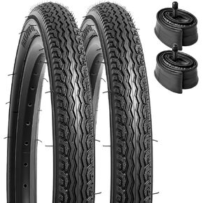 YUNSCM 2-PCS 16" Bike Tires 16x1.75/47-305 and 16" Bike Tubes AV32MM Schrader Valve with 2 Rim Strips Compatible with Road Bike 16x1.50 16x1.75 16x1.90 Bike Bicycle Tires and Tubes (Y-1118)