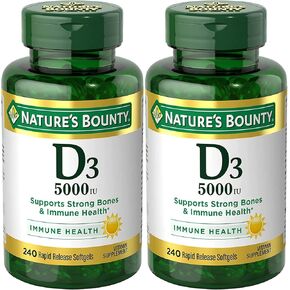Nature's Bounty Vitamin D3, Immune Support, 125 mcg (5000iu), Rapid Release Softgels, 240 Ct - Pack of 2