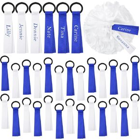 24 Pcs Cheerleader Pom Poms Tag Gear Tags Pom Holder for Cheerleading Pom Poms Name Labels Ribbon Tag Personalized Travel Suitcases Labels