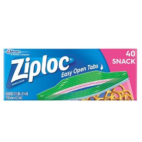 Ziploc Snack Bags, Easy Open Tabs, Ideal for packing cookies, fruits, vegetables, chips and more, 40 Count