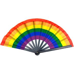 Large Rainbow Folding Hand Rainbow Hand Fans Craft Fan Pride Fan Plastic folding fan Dancing Fan Gift Fan