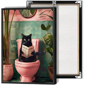 horakey Retro Ghost Poster Farmhouse Halloween Wall Art Ghost Sitting On The Toilet Reading A Book Dark Academia Pictures Prints Painting For Home Bedroom Dorm Wall Decor 12x16in Unframed