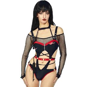 haikyuu Women Anime One Piece Swimsuit Cosplay Bathing Suit Goth Gothic Swimwear Lace up Mesh Halter Style