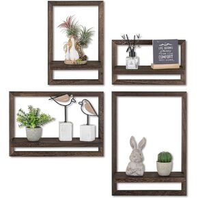 Rustic Floating Shelves for Wall - Wood Wall Shelves for Farmhouse Decor - Distressed Decorative Small Shelf Storage for Bedroom Living Room