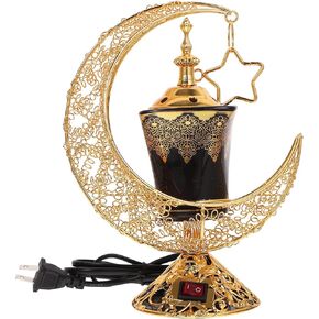 HOMSFOU Aroma Burner Electric Incense Burner Metal Bakhoor Burner Middle Tabletop Electric Censer Incense Burner for Home Eastern Style Yoga Spa Decor (us Plug) Incense Burner Holder