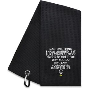Hafhue Dad One Thing I Have Learned Embroidered Golf Towel, Dad Golf Towel, Golf Accessories for Men, Golf Gift for Dad, Birthday for Dad Grandpa Golf Fan, Retirement Gift for Dad