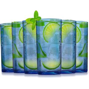 Zulay Kitchen Acrylic Glasses Drinkware - 8 Piece Unbreakable Plastic Tumblers - BPA-Free, Reusable Plastic Drinking Glasses for Home & Outdoors - Stackable, Lead-Free & Dishwasher Safe - (12&16oz)