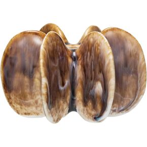 Creative Co-Op Stoneware Pleated Taper Candleholder with Reactive Glaze, Brown