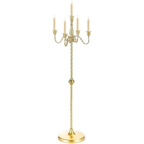 42.7" Tall Candelabra Candle Holder, 5 Arms Gold Candlestick Holders, Floor Candelabras Centerpiece for Taper Candles, Metal Standing Candlesticks for Wedding Valentine Birthday Party Decor