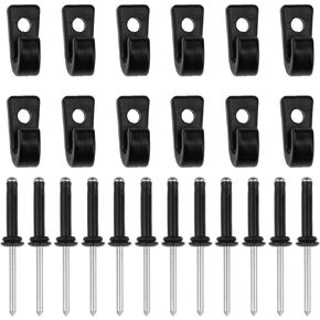 AYLIFU 12 pcs kayak j hooks with 12 kayak waterproof rivets safety bungee j-shaped hooks Suitable for safe kayak canoes paddleboard rowing accessories