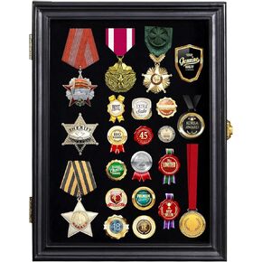 11"X15" Pin Display Case, Shadow Box-Wood Frame-Black Display Cases, 1.2 Inch Interior Depth Shadow Box for Wall and Tabletop Display Ideal for Memorabilia Pictures Flowers Medals Tickets- Cherry